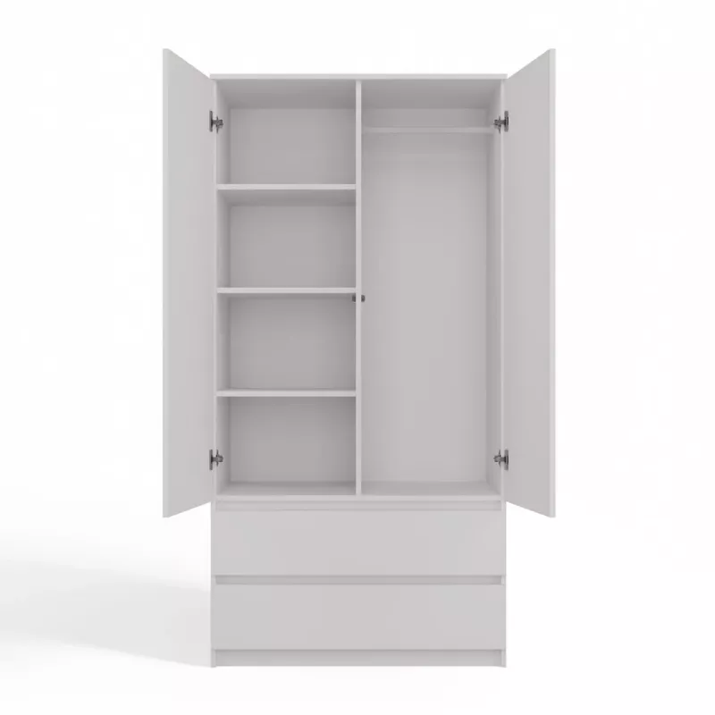 Garderobe Top E Shop SZAFA MALWA B 5 plaukti 2 veramas durvis Balta 900×500×1800 mm