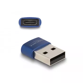 DeLOCK USB 2.0 Adapter USB Type-A vīriešu uz USB Type-C sieviešu zils