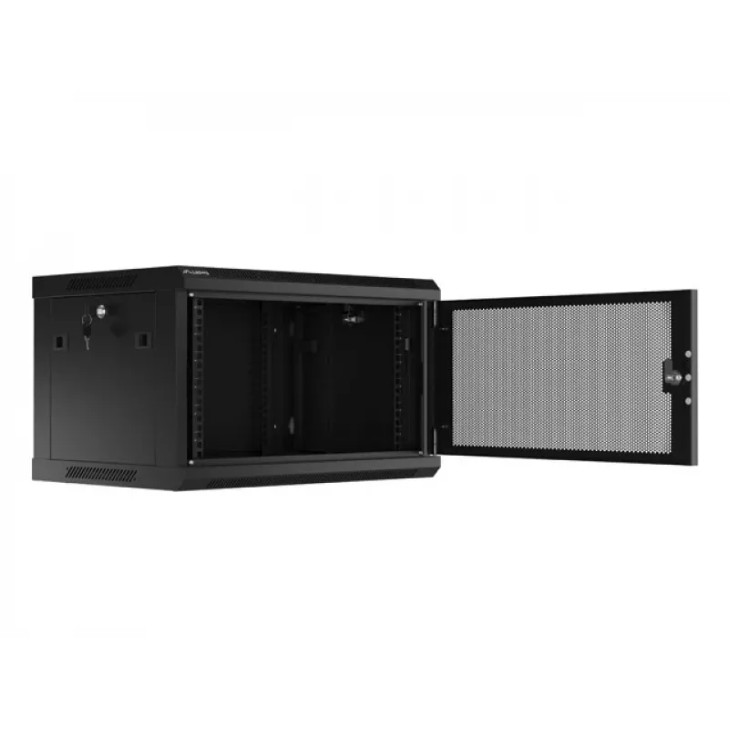 Lanberg WF01-6406-23B Piekarināmais skapis 19 inch 6U 600x450 perforētas durvis (plakanā iepakojumā) melns