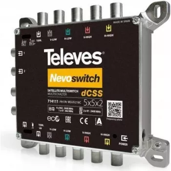 Multiswitch Televes MSU5216C 5 ieeja 2x16 dCSS — Satelītu un zemes signālu sadalītājs