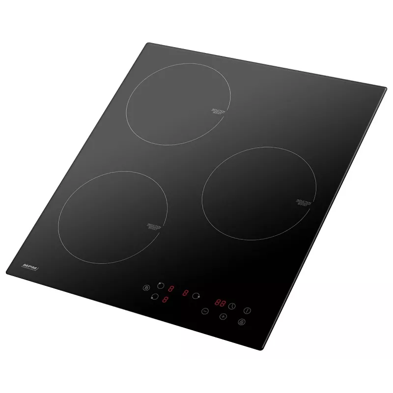 Indukcijas plīts MPM MPM-45-IM-14, iebūvējama, 3 zonas (180 mm), stikla keramika, 6000 W, skārienvadība