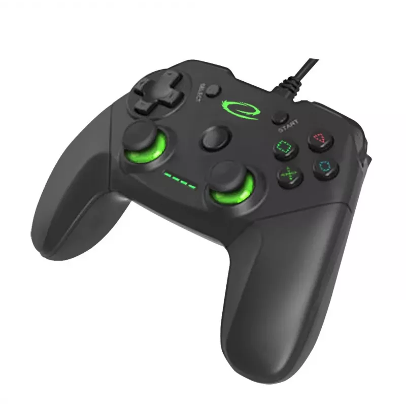 Spēļu kontrolieris ESPERANZA EGG110K vadu USB ar vibrāciju, 12 pogām, 1,5 m kabelis — PC un PS3