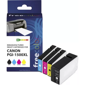 Freecolor Canon PGI-1500XL Multipack BK/C/M/Y – 4 pārstrādātas tintes kasetnes