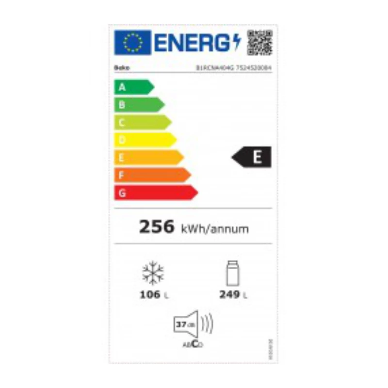 BEKO Ledusskapis B1RCNA404G, augstums 203.5 cm, Energoklase E, NeoFrost, AeroFlow, Pelēks