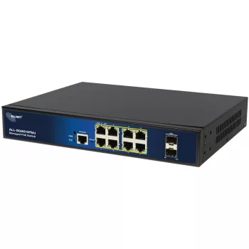 Pārvaldāms 10-portu PoE slēdzis ALLNET ALL-SG8610PMJ ar 8 PoE+ portiem un 2 augšupsaites portiem