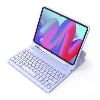 Bezvadu Bluetooth tastatūra Inateck KB04002 — QWERTY izkārtojums, skārienpaliktnis, 280 mAh akumulators, violeta — saderīga ar iPad Air 11 collu (6./7. paaudze)
