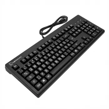Mehāniskā tastatūra LogicKeyboard XL-Print White on Black TITAN DE PC — vācu izkārtojums