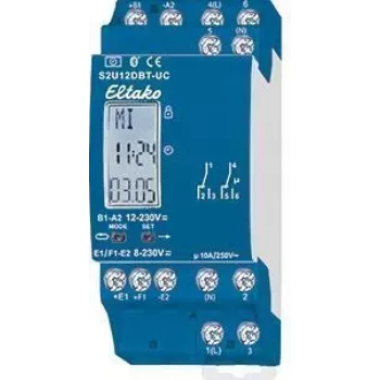 2-kanālu taimeris Eltako S2U12DBT-UC 230V Bluetooth — programmējams komutācijas relejs