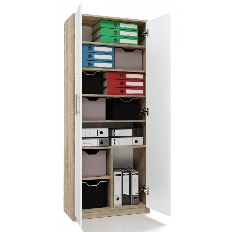 Dokumentu skapis OLIV 2D 74x35x180 cm, sonomas ozols/balts