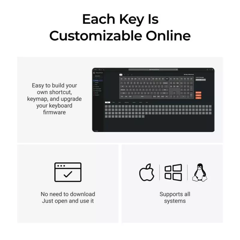 Mehāniskā tastatūra Keychron Q6 Max QMK VIA ar Gateron Jupiter slēdžiem, pilna izmēra izkārtojums