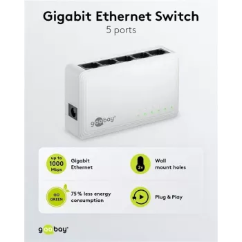 Goobay 5-Port Gigabit Ethernet Tīkla Slēdzis (64563)