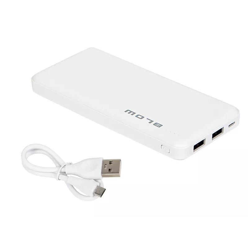 Blow PB10A jaudas banka 10000 mAh, 2x USB (1A + 2,1A), micro USB ieeja, Li-Po, balta