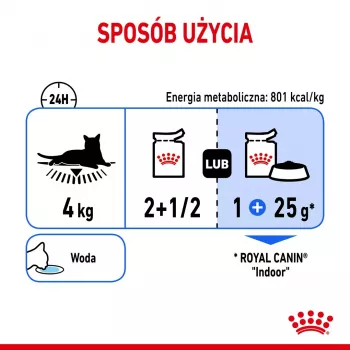 Slapjā barība kaķiem Royal Canin Indoor Sterilized 85 g paciņa — pieaugušiem sterilizētiem iekštelpu kaķiem, mājputnu garša, iepakojums 12 x 85 g