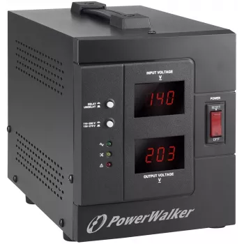 PowerWalker AVR 2000 SIV FR sprieguma regulators, 2 AC kontaktligzdas, 110 - 280 V, melns