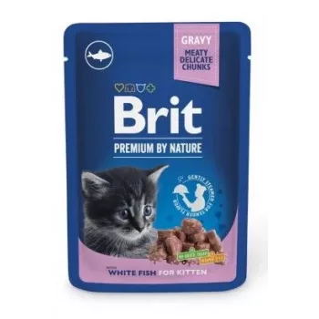 Slapjā barība kaķēniem Brit Premium by Nature Kitten White Fish 100 g, sachet