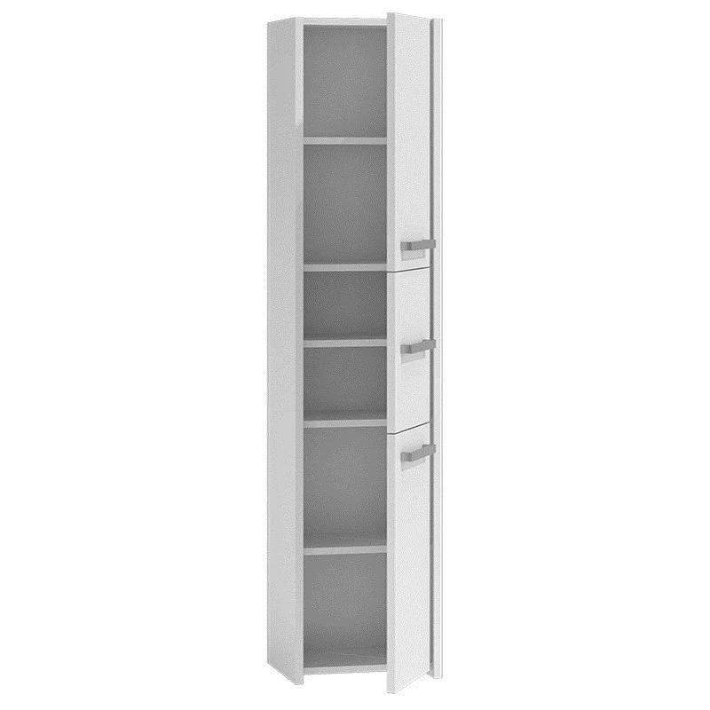 Brīvi stāvošs vannas istabas skapis Top e shop S43 BIEL — 6 plaukti, 400×300×1700 mm, balts