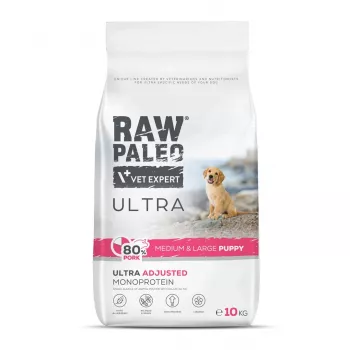 RAW PALEO Ultra Pork Medium & Large Puppy - sausā barība suņiem - 10kg