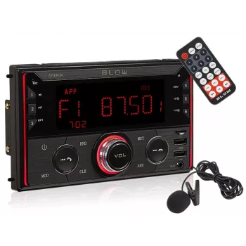 2DIN auto radio BLOW AVH-9620 double-DIN priekšējais panelis ar Bluetooth 5.0, USB Type-A, 2.8 collu displejs, 4×60 W RMS