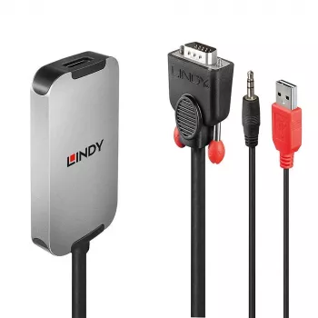 Lindy VGA uz DisplayPort 1.2 Pārveidotājs, 1920 x 1080 pikseļi, 1080p, Melns, Balts, 114 g