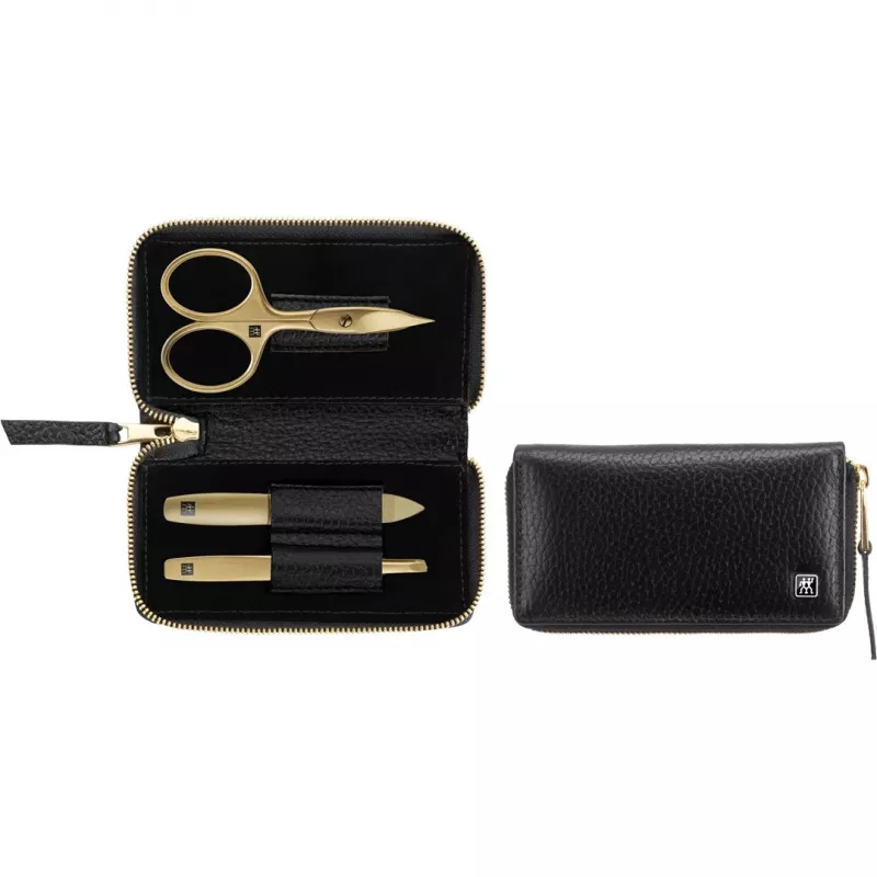 Manikīra komplekts ZWILLING Twinox Gold Edition 97747-004-0 — 3 daļas melnā ādas maciņā