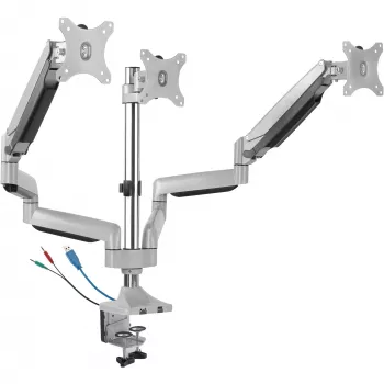 ICY BOX IB-MS505-TI 81.3 cm (32 collu) trīskāršs monitora statīvs, melns, sudrabs