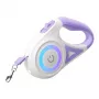 Automātiskā suņa pavada Rojeco Dog Automatic Leash LED 5 m — violeta, ar LED apgaismojumu