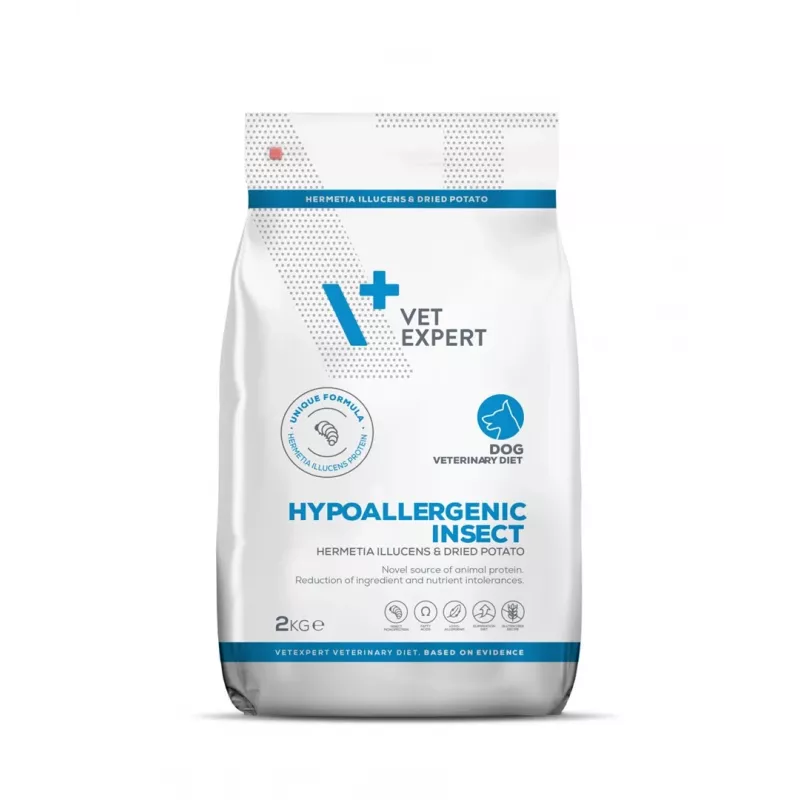 VETEXPERT Veterinary Diet Hypoallergenic Insect sausā barība suņiem 2 kg