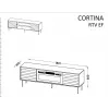 TV skapis cama meble CORTINA EF 180×40×60 cm, melns, skaidu plātnes virsma, melns rāmis