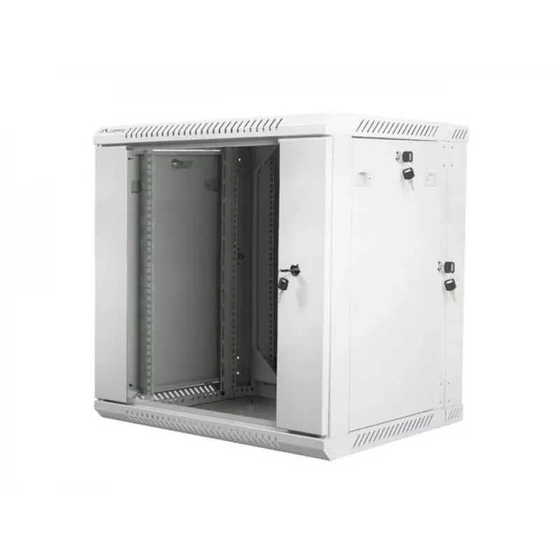 Divsekciju sienas skapis 19 inch 12U 600x600 pelēks LANBERG (plakanā iepakojumā)