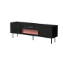 TV skapis Cama Meble LUCCA 180x40x59 cm, melns, ar elektrisko kamīnu