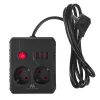 Pagarinātājs MACLEAN MCE387 B — 2 kontaktligzdas, 3×USB A, 110–240V, 1,5 m vads, max 2500W