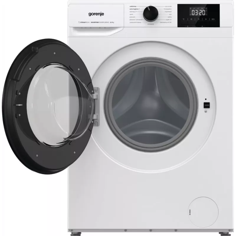 Brīvstāvoša veļas mazgājamā mašīna Gorenje W3NGPI72SBS, 7 kg, 1200 RPM, invertora motors, tvaiks, 15 programmas, balta