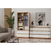 Kumode ar 6 atvilktnēm 120 cm Top E Shop Malwa — Artisan Ozols / Balts, skaidu plātne