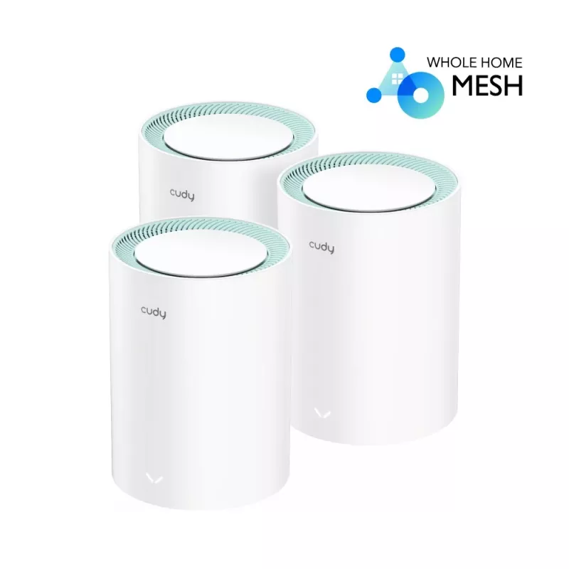 Cudy M1300 3-PACK bezvadu tīkla sistēma Dual-band (2.4 GHz / 5 GHz) Wi-Fi 5 (802.11ac) Balta 1 Iekšējā