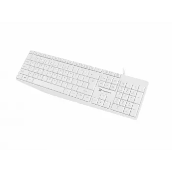 Vadu pilnizmēra tastatūra NATEC NAUTILUS NKL-1951, 105 taustiņi, US International QWERTY, balta, USB, 1.8 m