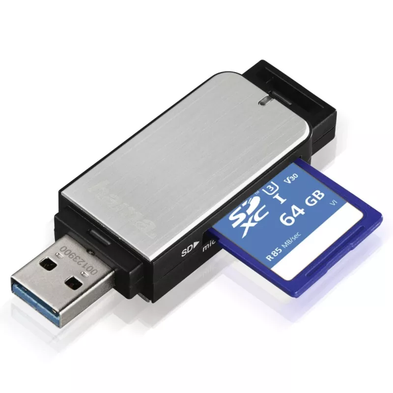 Hama 123900 karšu lasītājs USB 3.2 Gen 1 (3.1 Gen 1) Melns, Sudrabs
