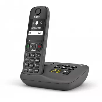 Bezvadu telefons Gigaset AE690A, DECT/Analogs, Caller ID, antracīta krāsā