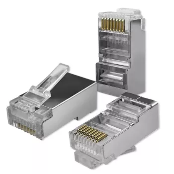 Modulārais RJ45 savienotājs QOLTEC 54554 CAT5e FTP, 100 gab., sudraba, plastmasa, 11×22×18 mm