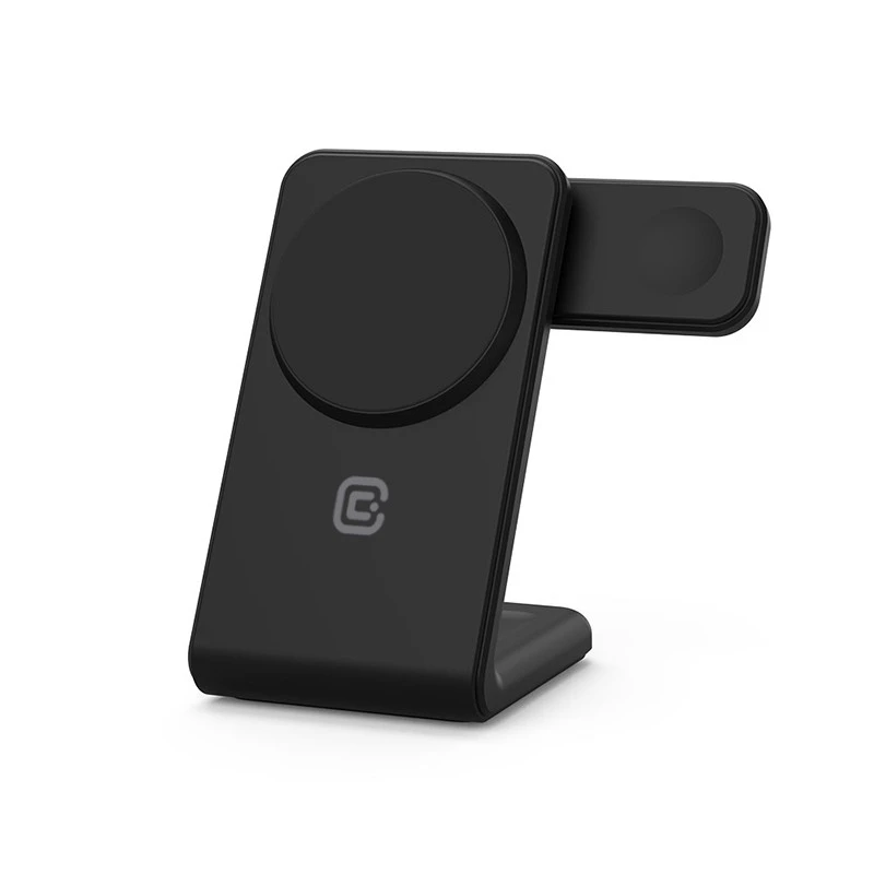 Crong CRG-MSPS-BLK iekštelpu lādētājs viedpulksteņiem, melns, bezvadu, Lightning/USB