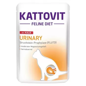 KATTOVIT urīnceļu diētiskā sausā barība kaķiem Adult Teļš 85 g paciņa, olbaltumvielas 9%, mitrums 80%, tauki 4%
