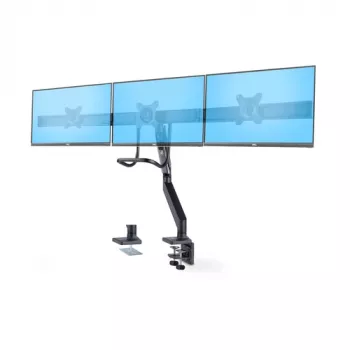 StarTech.com Trīskāršā monitora stiprinājums līdz 27 inch ekrāniem, VESA 75x75/100x100, bezinstrumentu regulēšana, C-skava/uzmava, atsperu palīdzība