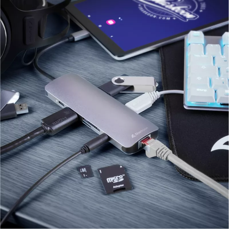 Sharkoon USB 3.0 Type C Combo Adapter — HDMI, RJ-45, USB 3.2 Gen 1