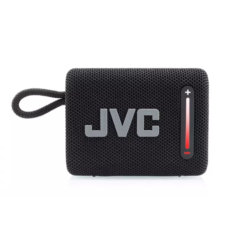 Portatīvais skaļrunis JVC XS-E114B, IPX6 ūdensizturīgs, Bluetooth 5.3, 5 W RMS, 2000 mAh akumulators, FM radio, TWS, melns