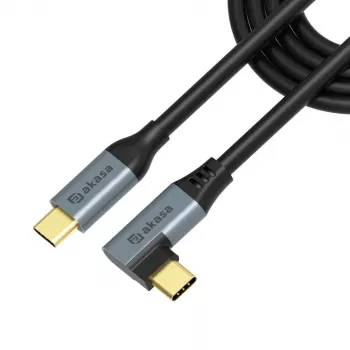 Akasa USB-C 100W PD lādēšanas kabelis ar taisnu leņķi