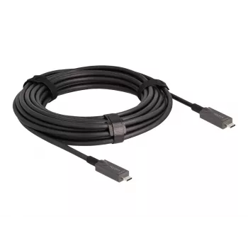 DeLOCK aktīvais optiskais USB-C video + dati + PD kabelis 10 m melns