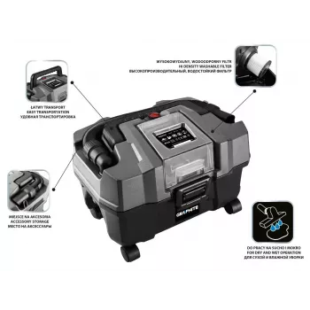 GRAPHITE 58GE105 bezvadu putekļsūcējs 18V 10L