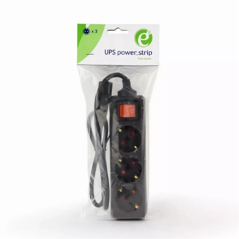 Gembird EG-PSU3-01 pagarinātājs 0.6 m 3 AC kontaktligzdas Iekštelpām Melns