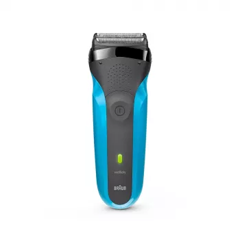 Braun Series 3 310s slapjā un sausā skūšanās iekārta ar akumulatoru, 3 elastīgiem asmeņiem, melna/zila