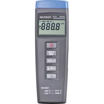 Voltcraft K101 temperatūras mērīšanas instruments, Termometrs -200 - +1370 °C K-Tips (307)