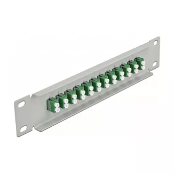 Šķiedru optikas sadales panelis DeLOCK 10 collu 12 portu LC Duplex Zaļš 1U Pelēks